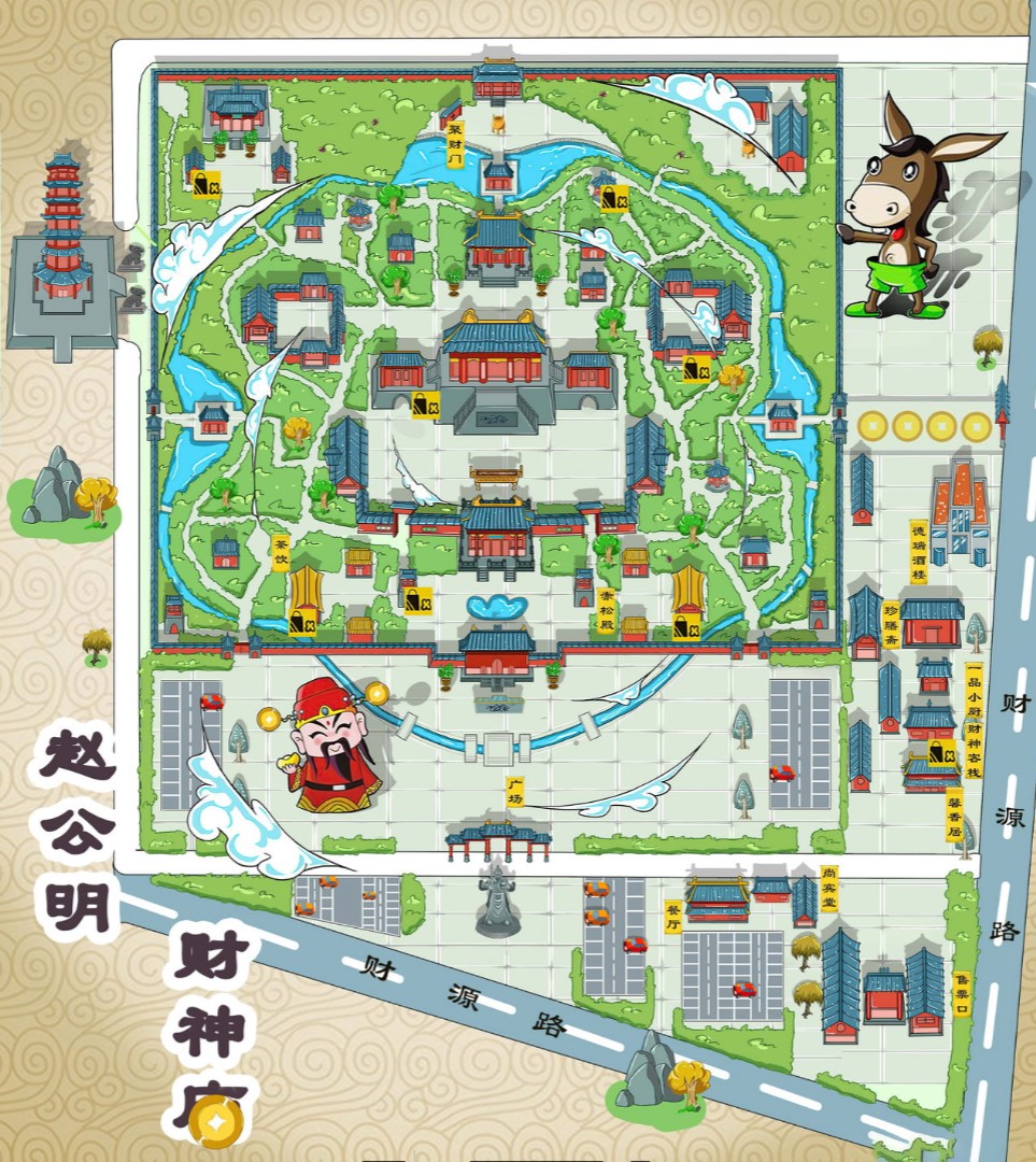 攀枝花寺庙类手绘地图